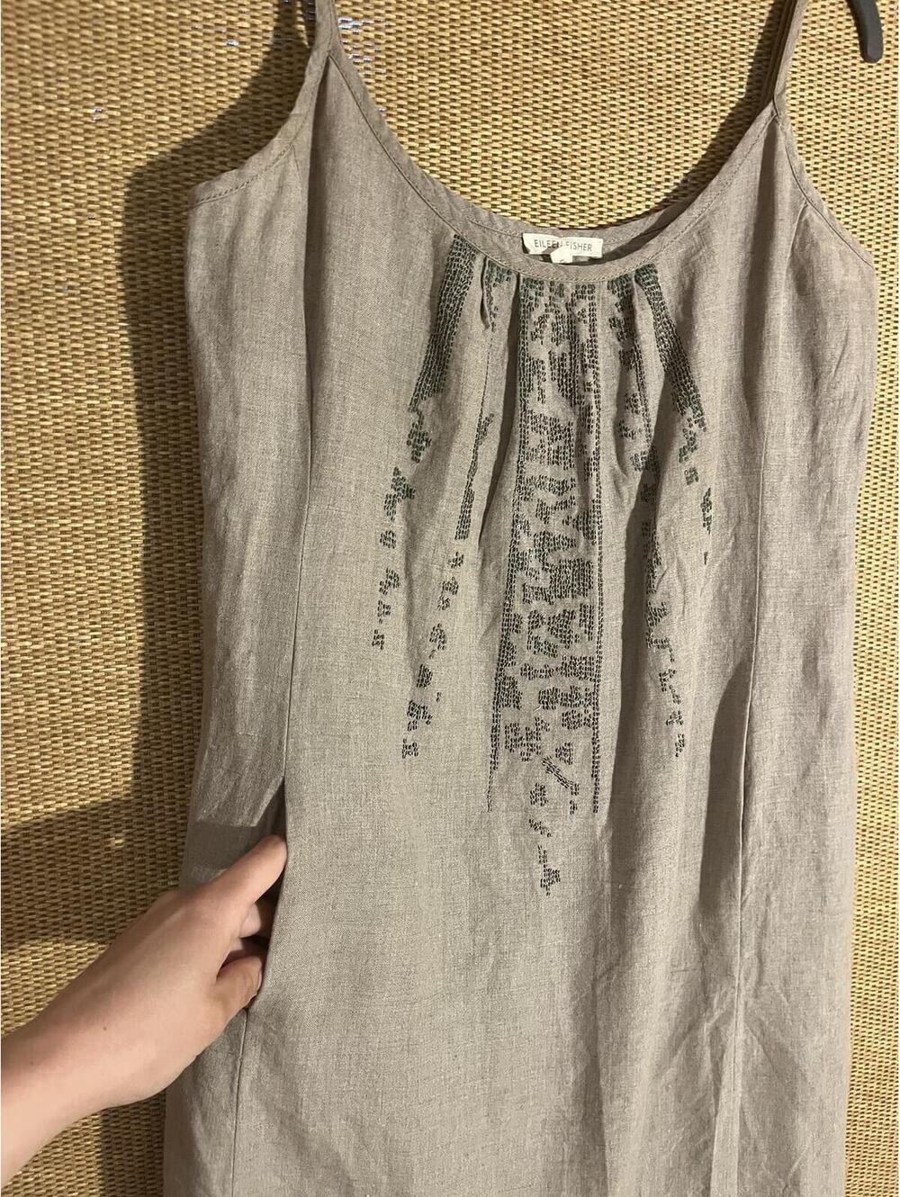 Eileen Fisher Small organic Linen Dress with Embellished Front